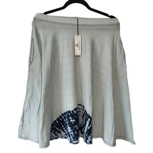 Lolly Women's Elastic Waist light Blue Textured Midi Tie Dye Skirt Size Medium